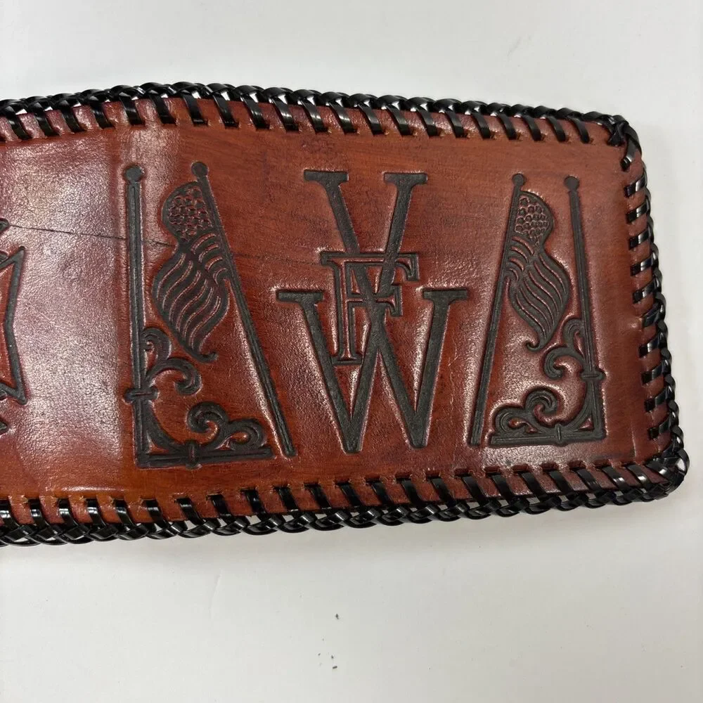 VFW Veteran Foreign Wars Leather Wallet Tooled Brown Billfold New